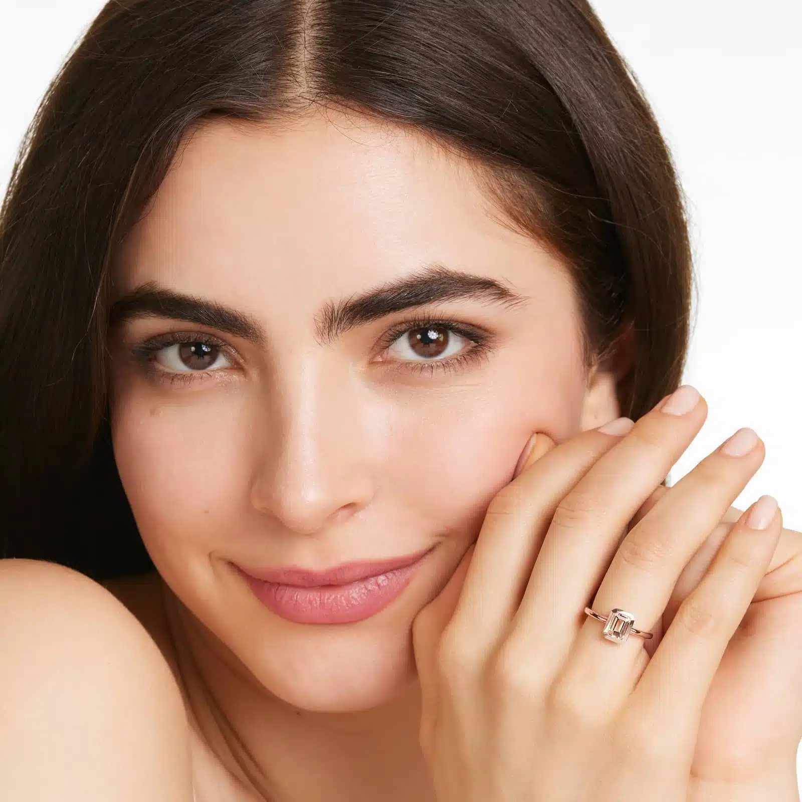 Bezel Morganite Ring In 14K Rose Gold