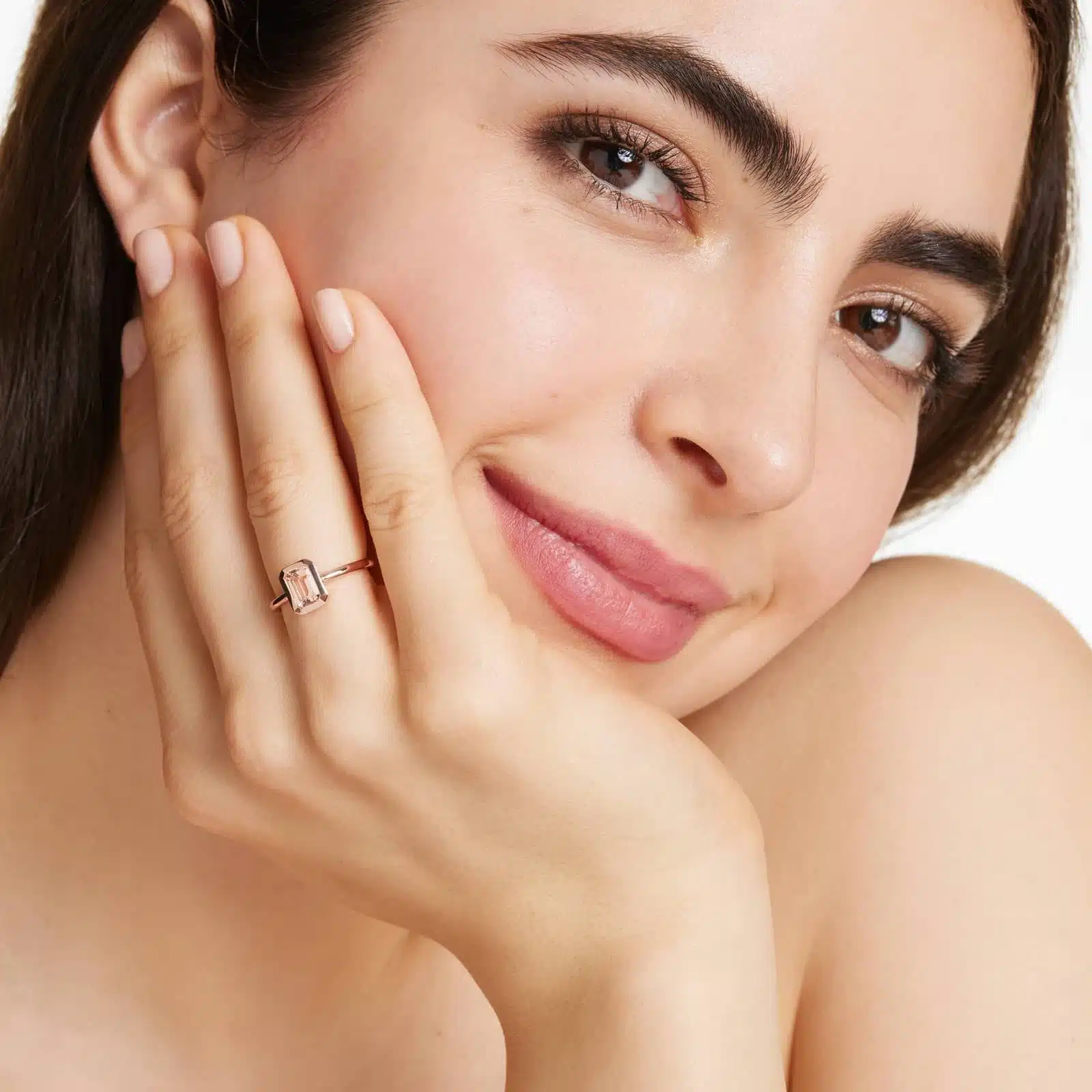 Bezel Morganite Ring In 14K Rose Gold