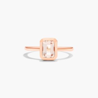 Bezel Morganite Ring In 14K Rose Gold