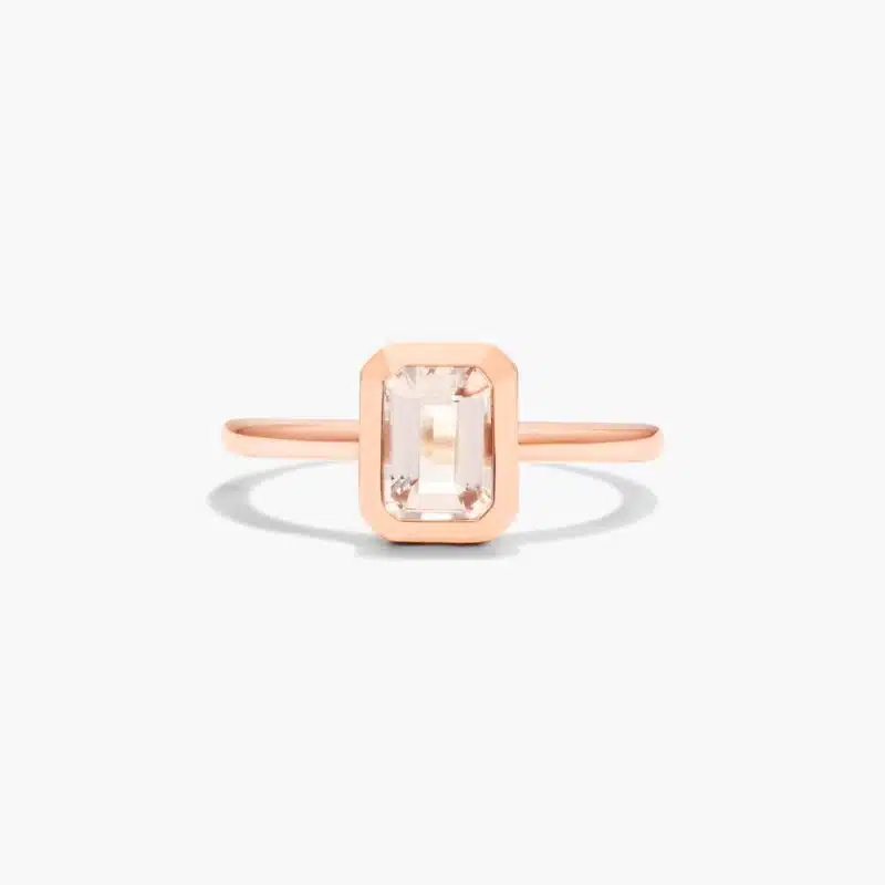 Bezel Morganite Ring In 14K Rose Gold