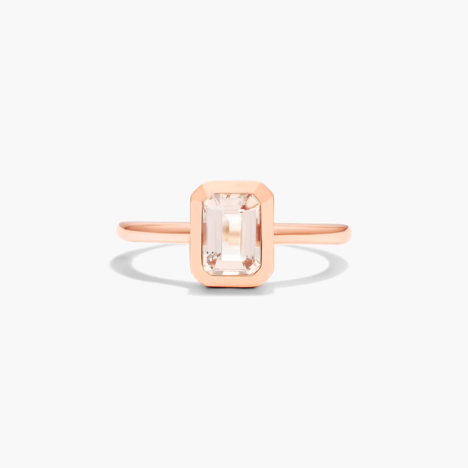 Bezel Morganite Ring In 14K Rose Gold Bezel Morganite Ring In 14K Rose Gold