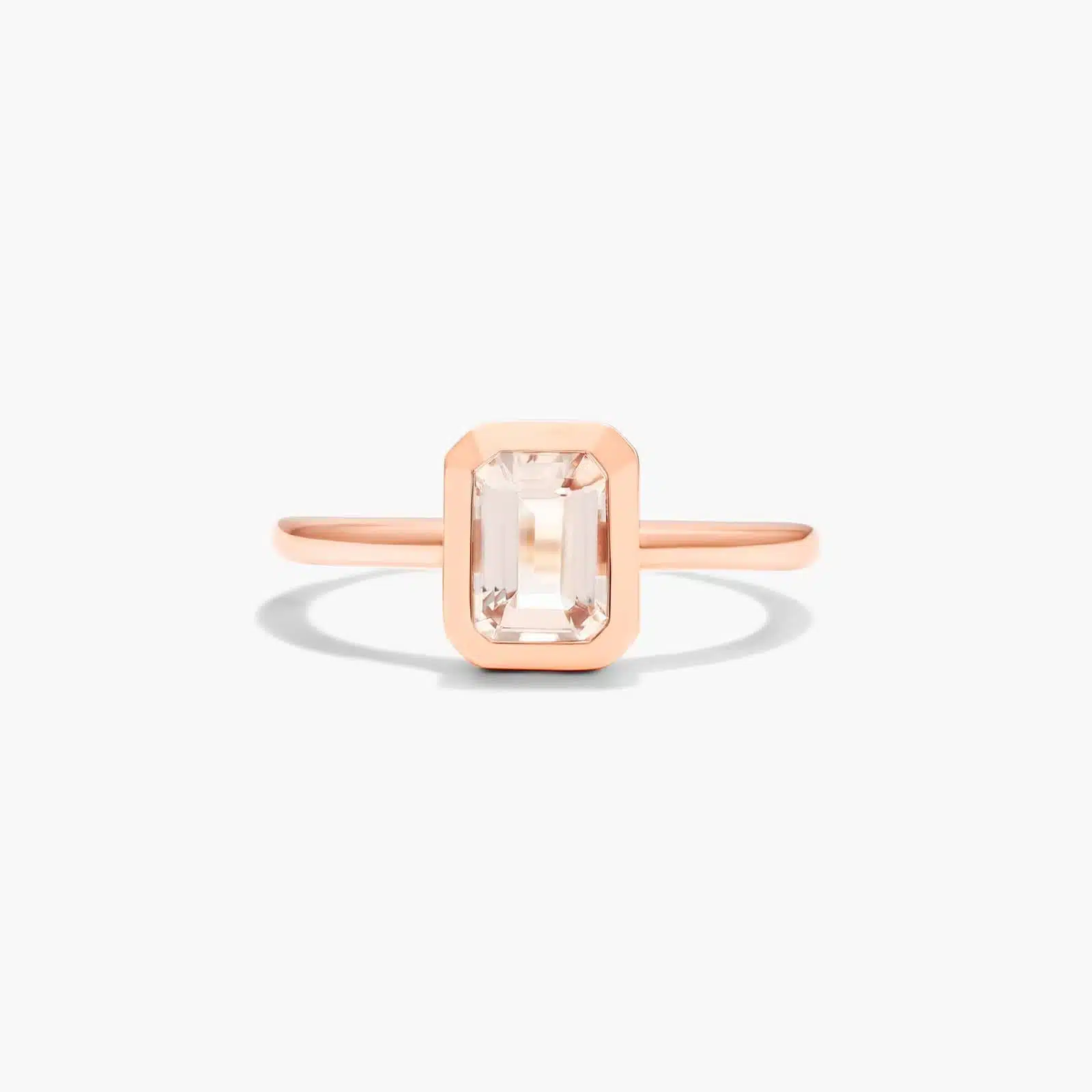 Bezel Morganite Ring In 14K Rose Gold