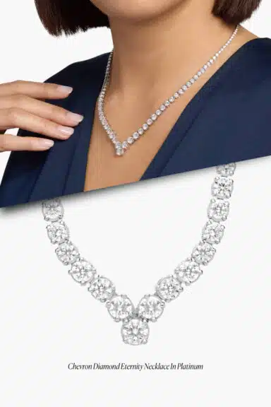 18" Chevron Diamond Eternity Necklace in Platinum – Wedding Jewelry Ideas for Bride