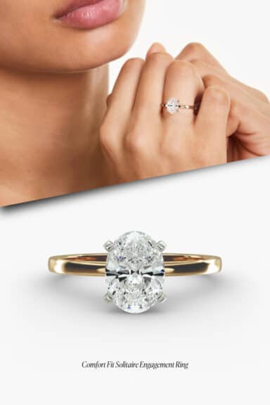 IGI 1.57 Carat E-VS2 Very Good Cut Oval Lab-Grown Diamond Comfort Fit Solitaire Engagement Ring In Yellow Gold