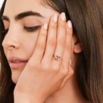 Cushion Cut Morganite And Diamond Trio Accent Ring In 14K Rose Gold