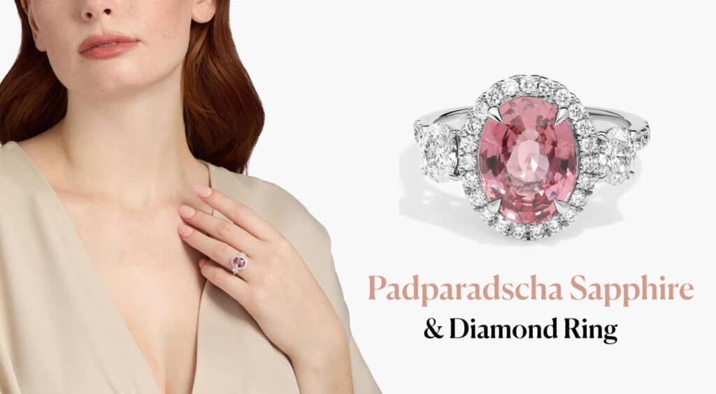 Extraordinary Collection: Padparadscha Sapphire and Diamond Ring in 18k White Gold