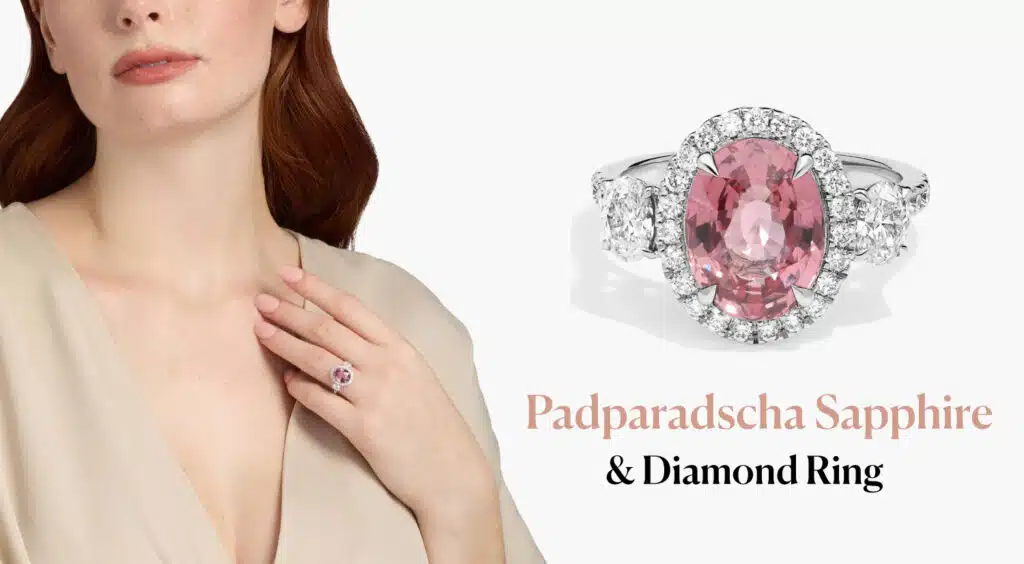 Extraordinary Collection: Padparadscha Sapphire and Diamond Ring in 18k White Gold