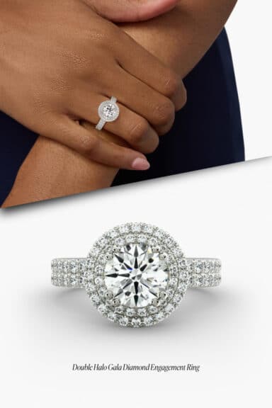 Blue Nile Studio Double Halo Gala Diamond Engagement Ring in 14k White Gold (7/8 ct. tw.)