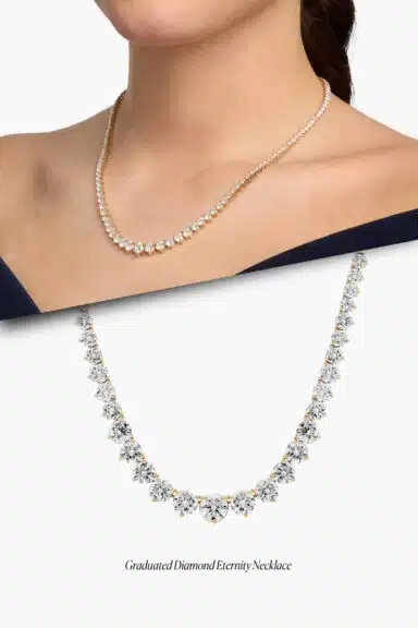 18" Graduated Diamond Eternity Necklace in 14k Yellow Gold – Wedding Jewelry Ideas for Bride