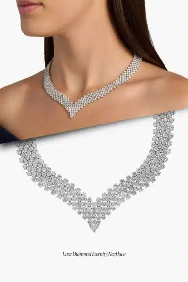 Luxe Diamond Eternity Necklace in 18k White Gold – Wedding Jewelry Ideas for Bride