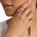 Three Stone Faux Stacking Ring in 14k Rose Gold