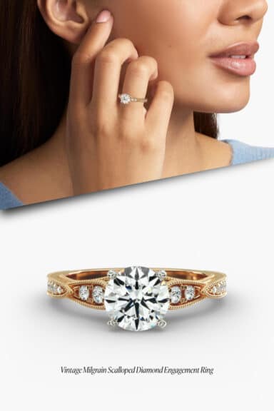 ZAC ZAC POSEN Vintage Milgrain Scalloped Diamond Engagement Ring in 14k Yellow Gold (1/3 ct. tw.)