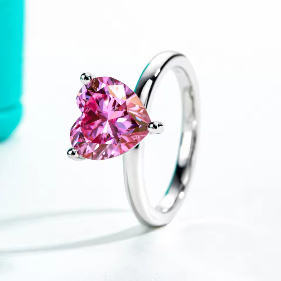 modified sakura cut moissanite engagement ring