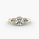 Bezel Three Stone Hearts and Arrows Diamond Engagement Ring in 18K Yellow Gold