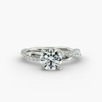 Pavé Rope Hearts and Arrows Diamond Engagement Ring in 14K White Gold