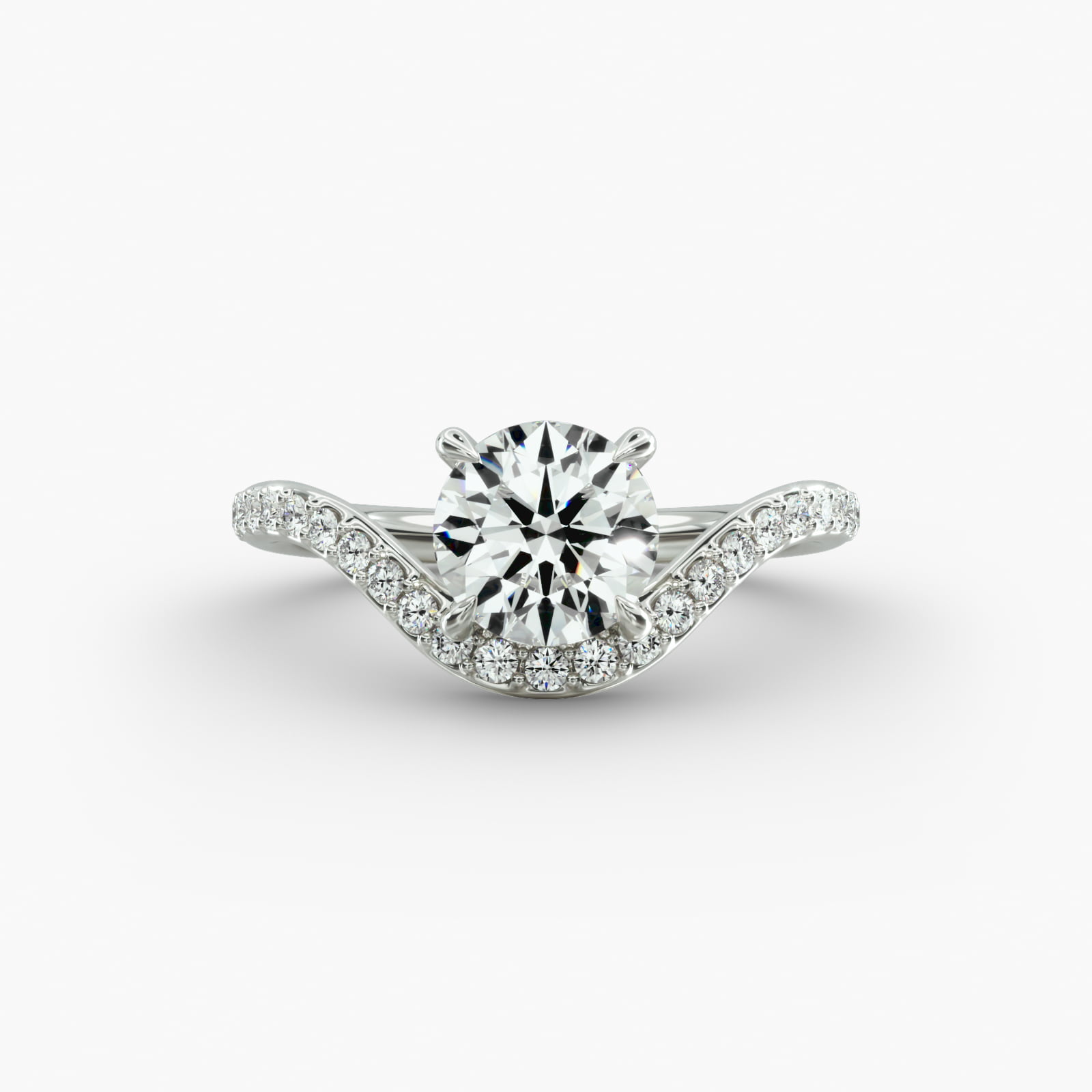 A close-up view of a 4 carat round diamond ring, highlighting the Triple Excellent cut of the lab-grown stone and the sparkling pavé setting.