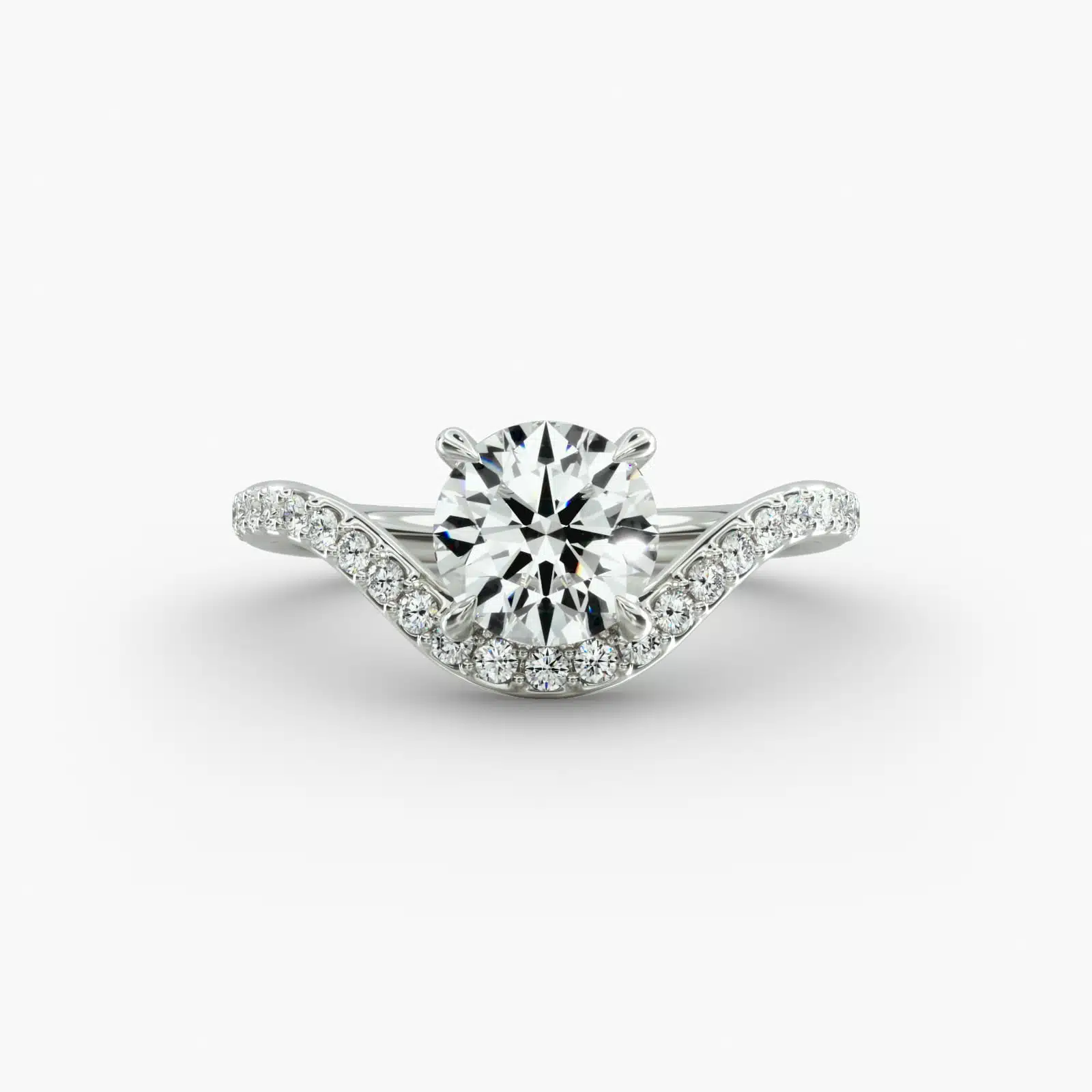 D-VVS1 James Allen 4 Carat Diamond Ring | Lab-Grown Round Brilliant Pavé in 14K Gold A close-up view of a 4 carat round diamond ring, highlighting the Triple Excellent cut of the lab-grown stone and the sparkling pavé setting.