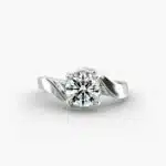 A close-up side view of a 4 carat diamond ring, highlighting the Triple Excellent cut of the center stone and the delicate pavé setting.