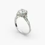 A close-up side view of a 4 carat diamond ring, highlighting the Triple Excellent cut of the center stone and the delicate pavé setting.