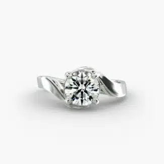 A close-up side view of a 4 carat diamond ring, highlighting the Triple Excellent cut of the center stone and the delicate pavé setting.