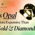 Feature image for a blog post asking: Is Opal More Expensive Than Gold & Diamond? It shows a large, faceted diamond next to the text on a colorful, glowing background.