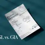 A prominent EGL USA diamond certificate against a dark background with the text EGL vs. GIA, signaling a comparison and review of diamond grading labs.