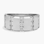 A Round Diamond Channel Set Mens White Gold Wedding Band (10.00mm) with 1.02 CTW G-H/SI1-VS2 diamonds.