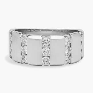 A Round Diamond Channel Set Mens White Gold Wedding Band (10.00mm) with 1.02 CTW G-H/SI1-VS2 diamonds.