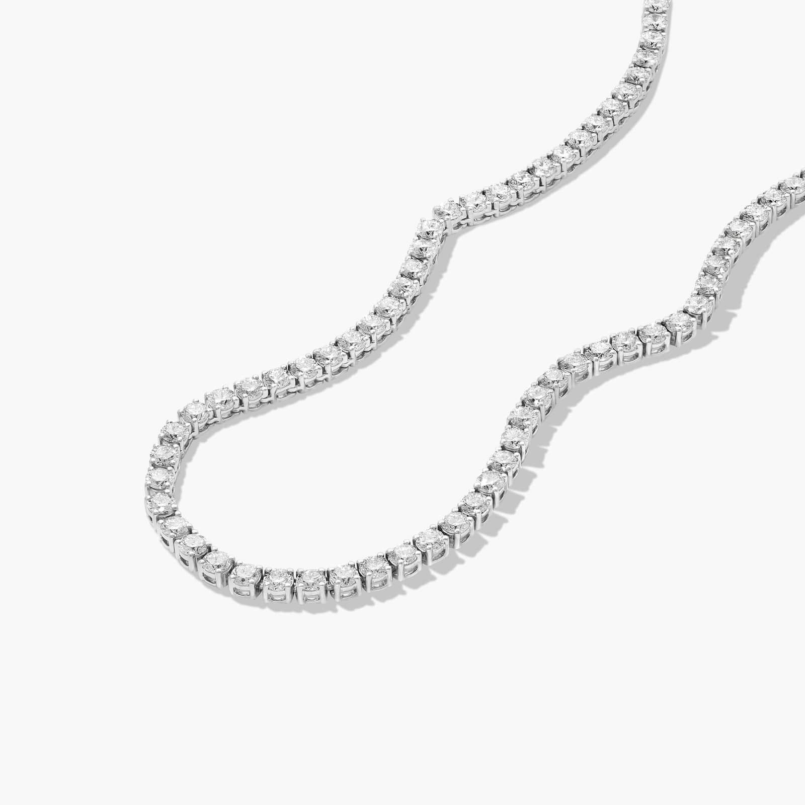 A 15.00 CTW Straight Lab-Grown Diamond Tennis Necklace in 14K White Gold, the ultimate option among Luxury Push Present Ideas and diamond push present jewelry.