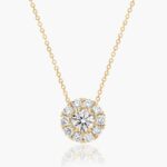 A 1.50 CTW Halo Lab-Grown Diamond Pendant in 14K Yellow Gold with F-G/VS2-SI1 quality, a brilliant choice among Luxury Push Present Ideas and push present necklace for mom gifts.