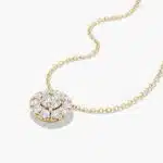 A 1.50 CTW Halo Lab-Grown Diamond Pendant in 14K Yellow Gold with F-G/VS2-SI1 quality, a brilliant choice among Luxury Push Present Ideas and push present necklace for mom gifts.