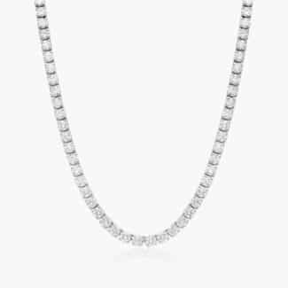 A 15.00 CTW Straight Lab-Grown Diamond Tennis Necklace in 14K White Gold, the ultimate option among Luxury Push Present Ideas and diamond push present jewelry.