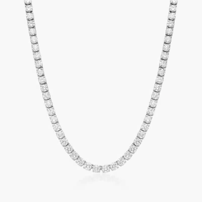 A 15.00 CTW Straight Lab-Grown Diamond Tennis Necklace in 14K White Gold, the ultimate option among Luxury Push Present Ideas and diamond push present jewelry.