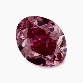 A GIA-certified 0.61 carat Oval Fancy Vivid Purplish Pink Diamond with VS2 clarity, offered by Blue Nile.