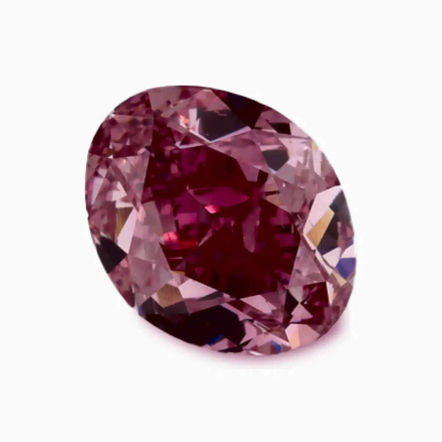 A GIA-certified 0.61 carat Oval Fancy Vivid Purplish Pink Diamond with VS2 clarity, offered by Blue Nile.