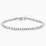 A Lab-Grown Diamond Bezel and Prong Tennis Bracelet (2 3/4 CTW) in 14K White Gold, a high-value option for Luxury Push Present Ideas.