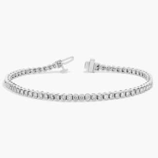 A Lab-Grown Diamond Bezel and Prong Tennis Bracelet (2 3/4 CTW) in 14K White Gold, a high-value option for Luxury Push Present Ideas.