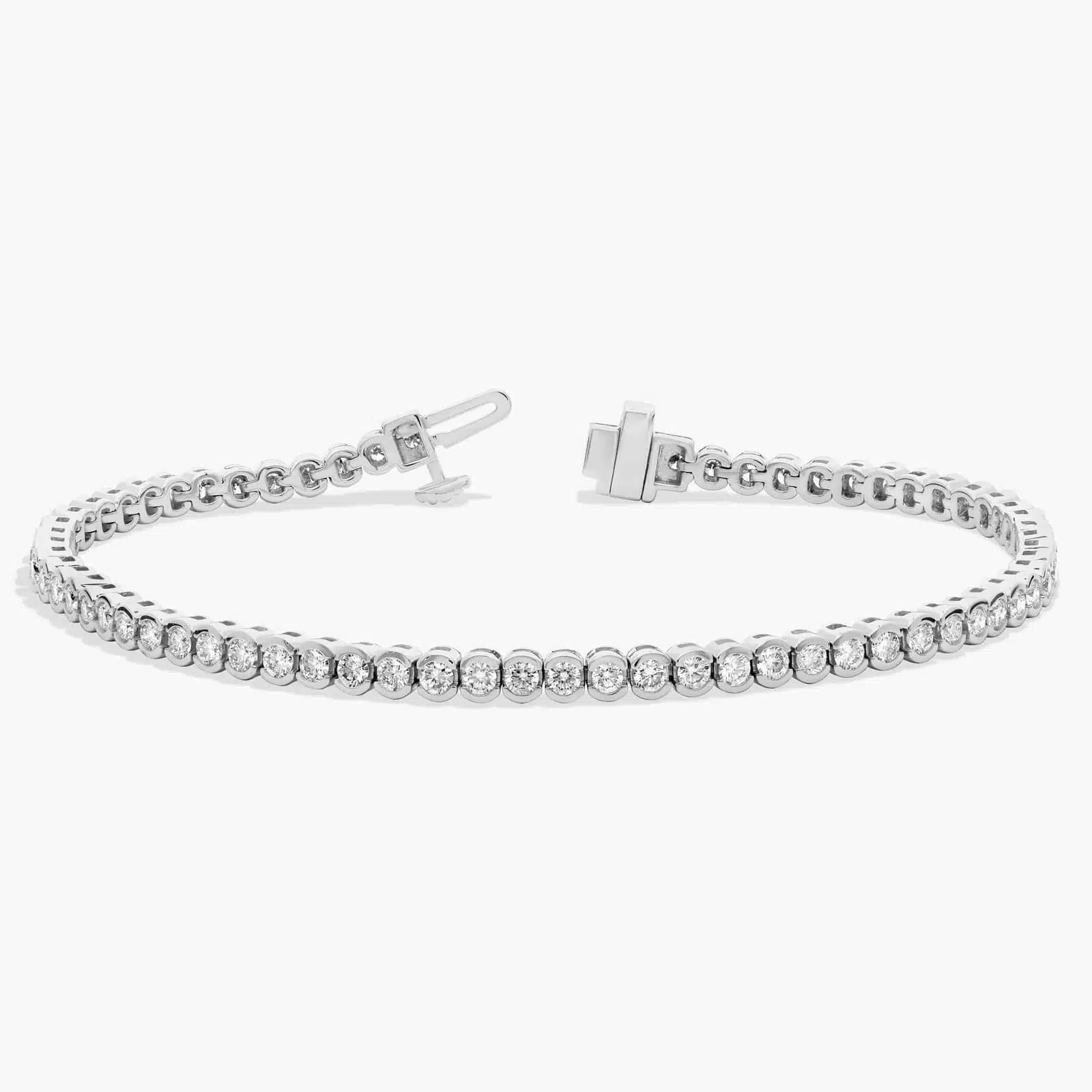 A Lab-Grown Diamond Bezel and Prong Tennis Bracelet (2 3/4 CTW) in 14K White Gold, a high-value option for Luxury Push Present Ideas.