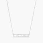 A Channel Set Bar Diamond Necklace with Baguette Cut Diamonds (1/2 CTW) in 14K White Gold, a modern suggestion among Luxury Push Present Ideas and push present necklace for mom gifts.