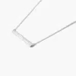 A Channel Set Bar Diamond Necklace with Baguette Cut Diamonds (1/2 CTW) in 14K White Gold, a modern suggestion among Luxury Push Present Ideas and push present necklace for mom gifts.