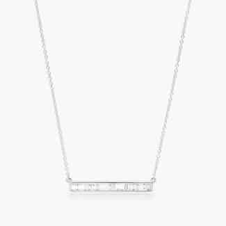 A Channel Set Bar Diamond Necklace with Baguette Cut Diamonds (1/2 CTW) in 14K White Gold, a modern suggestion among Luxury Push Present Ideas and push present necklace for mom gifts.