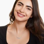 A Channel Set Bar Diamond Necklace with Baguette Cut Diamonds (1/2 CTW) in 14K White Gold, a modern suggestion among Luxury Push Present Ideas and push present necklace for mom gifts.