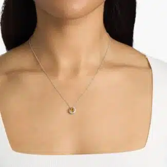 A Citrine and Diamond Halo Pendant in 14K White Gold, featuring a 1.2 CTW citrine, a classic suggestion among Luxury Push Present Ideas.