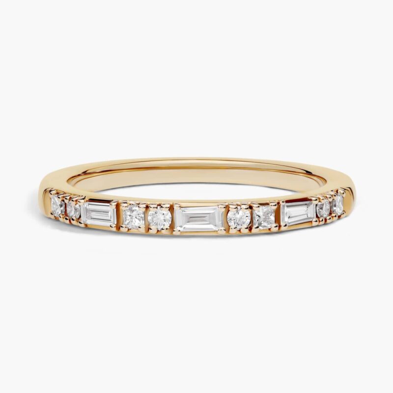 A Dot Dash Mixed Cut Lab Created Diamond Wedding Set Rings On Sale Women band in 14K Yellow Gold (2.00mm) with 1/4 CTW mixed-shape lab-grown diamonds.