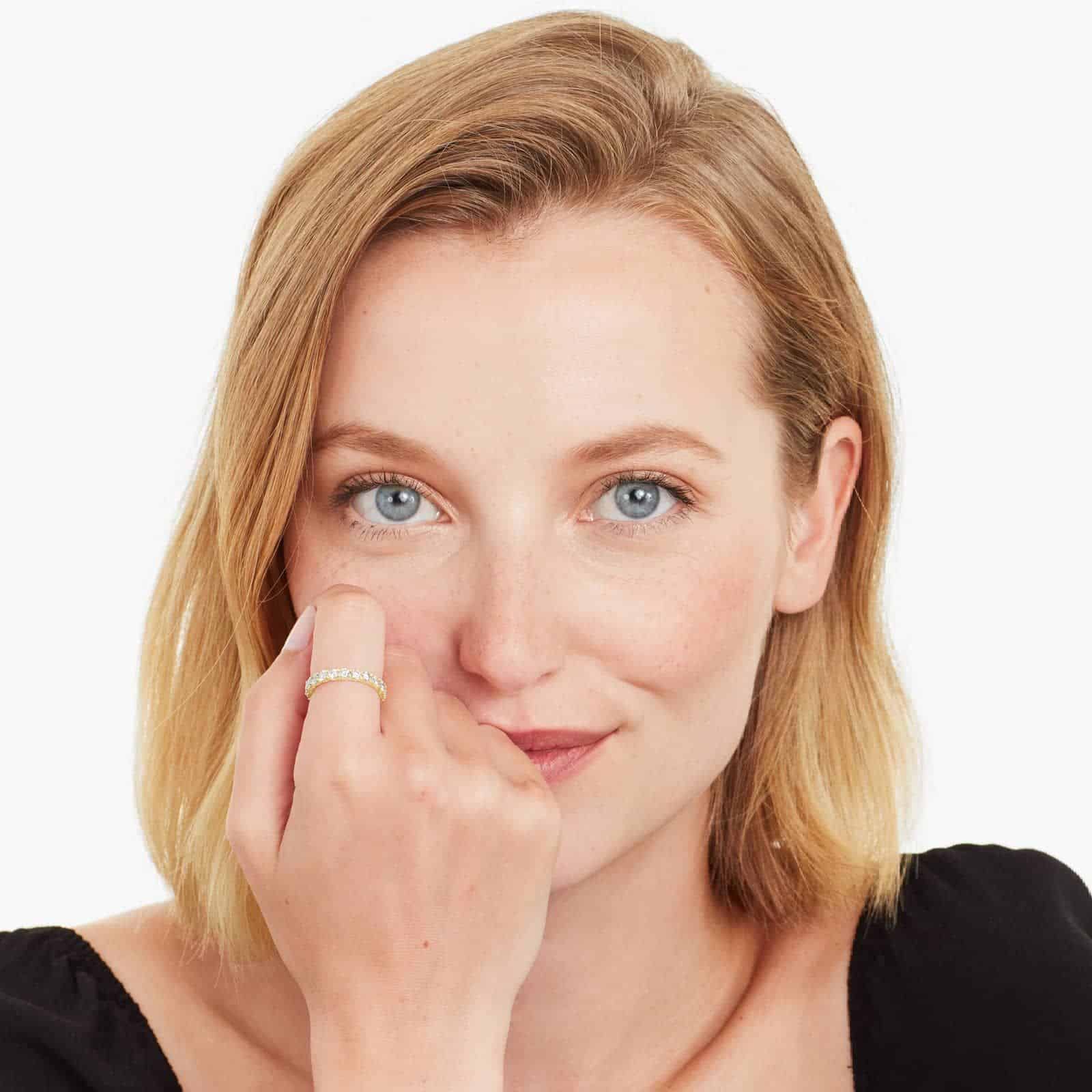 An Embellished Milgrain Diamond Eternity Ring in 14K Yellow Gold with 1.95 CTW average, a luxurious choice among Luxury Push Present Ideas and push present eternity ring styles.