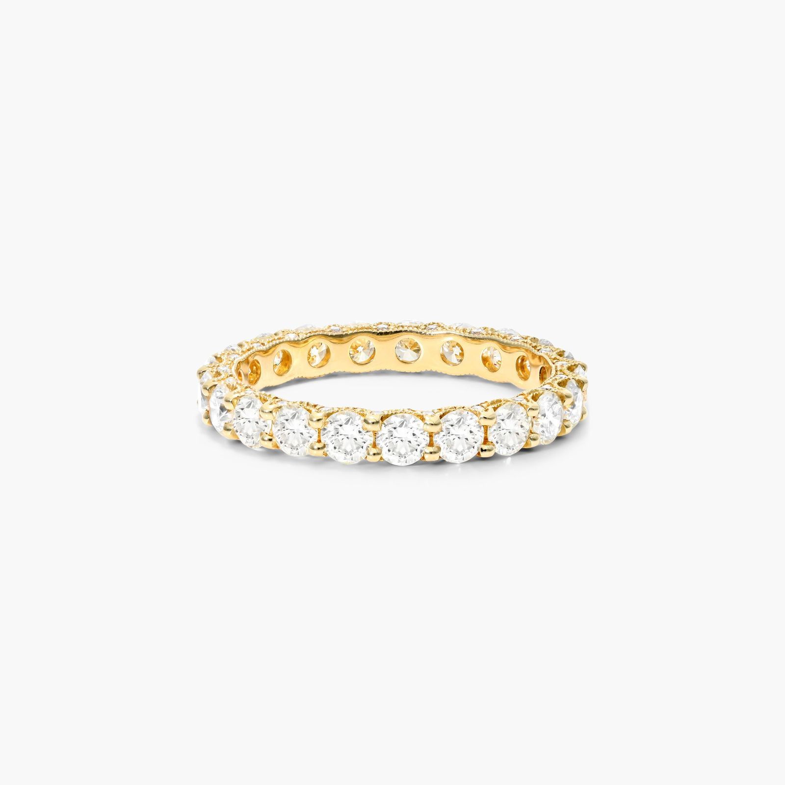 An Embellished Milgrain Diamond Eternity Ring in 14K Yellow Gold with 1.95 CTW average, a luxurious choice among Luxury Push Present Ideas and push present eternity ring styles.