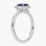 A Floating Oval Sapphire and Diamond Micropavé Halo Ring (7x5mm sapphire, 0.14 CTW diamond) in 14K White Gold, a colorful and elegant option among Luxury Push Present Ideas.