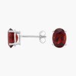 A pair of Oval Garnet Stud Earrings in 14K White Gold, a stylish and affordable option among Luxury Push Present Ideas and birthing gifts for mom.