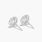 A pair of 1 CTW Halo Diamond Stud Earrings in 14K White Gold with H-I/SI clarity, an excellent choice for Luxury Push Present Ideas and diamond earrings push present gifts.