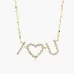 An 'I Heart You' Diamond Necklace in 14K Yellow Gold with 0.32 CTW, a sentimental and high-quality option among Luxury Push Present Ideas and push present necklace for mom gifts.